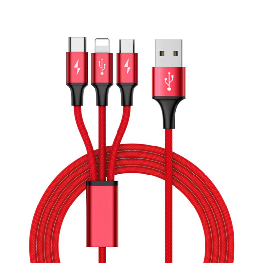 3 in 1 AL USB A to Micro&Type-C&Lightning cable