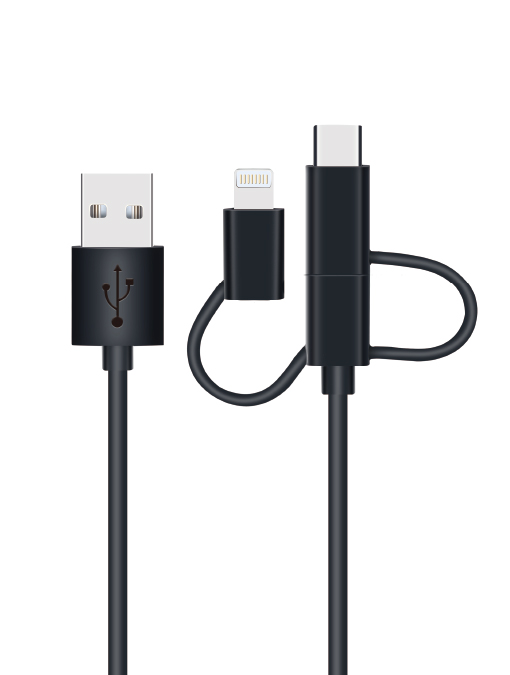 3 in 1 USB A-micro/C/Lightning cable