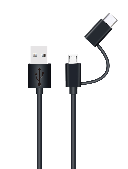 2 in 1 USB 2.0 A-C/Micro cable