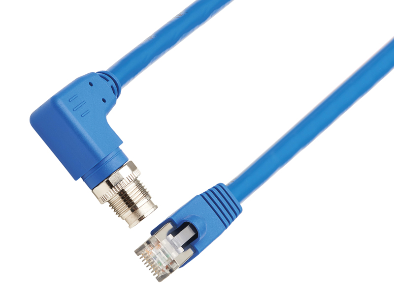 M12 X-Code Cat6 1G UTP Ethernet Cable (Right-Angle M12 M/RJ45 M)
