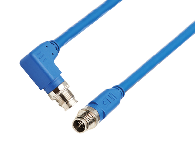 M12 X-Code Cat6a 10G F/UTP Shielded Ethernet Cable (Right-Angle M/M)