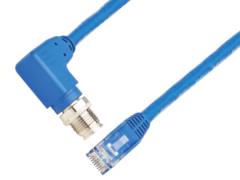 M12 X-Code Cat6 1G UTP Ethernet Cable (Right-Angle M12 M/RJ45 M)
